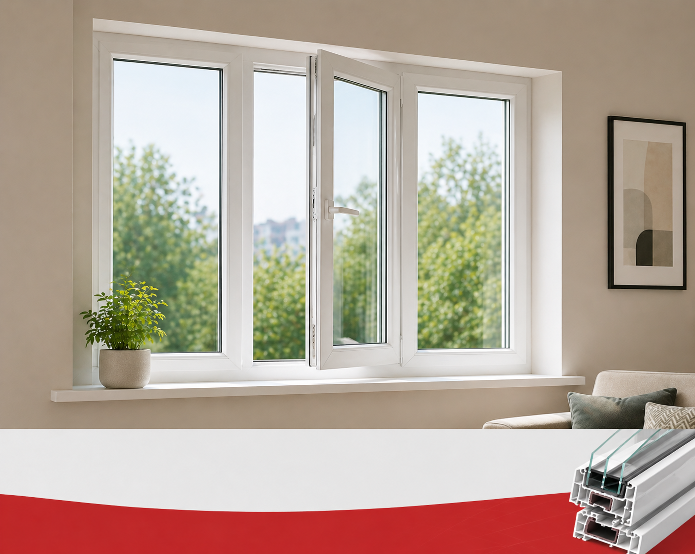 uPVC window and door installation in a modern home in Coimbatore — showcasing energy efficiency and clean modern design